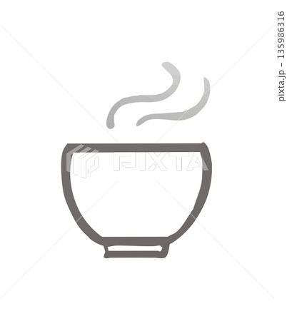 お茶 湯呑に入った日本茶の線画イラスト お茶 湯呑に入った日本茶の線画イラスト 135986316