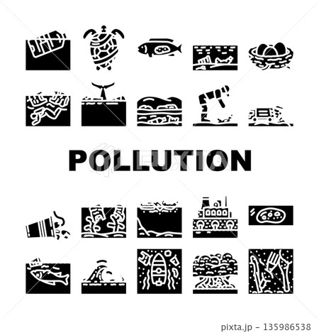 Environmental pollution pictogram collection...のイラスト素材 [135986538] - PIXTA