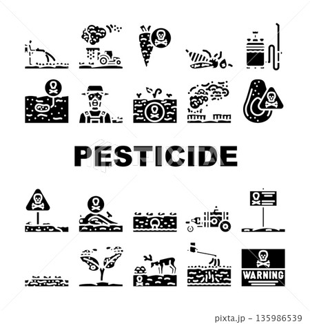 Pesticide danger and agriculture chemical hazard collection 135986539