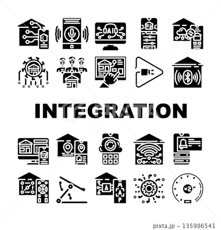 Smart home system integration collection of icons 135986541