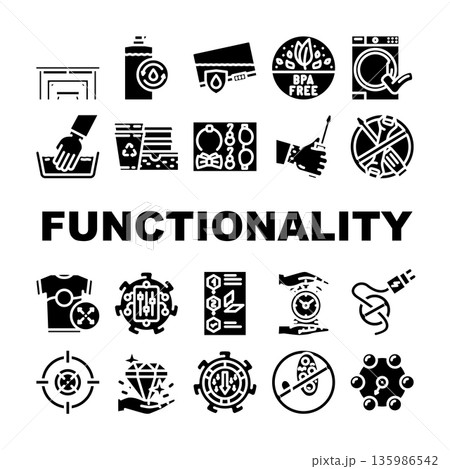 Functionality concepts and features icon set collection 135986542