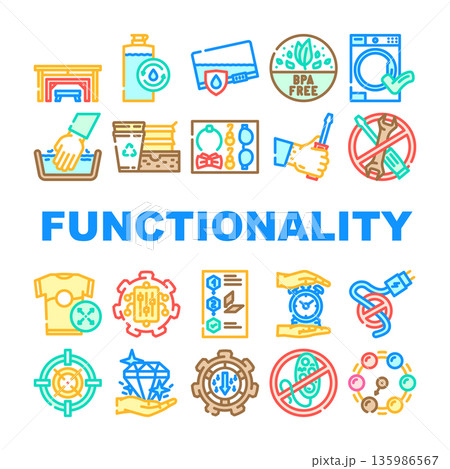 Functionality product technical characteristics feature vector icons 135986567