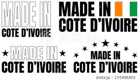 Icons set made in Cote D Ivoire with bold font design elements showing national pride and identity 135986802