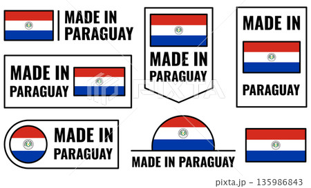 Icons set for Paraguay products featuring emblems and flags of Paraguay in various designs Icons set for Paraguay products featuring emblems and flags of Paraguay in various designs 135986843