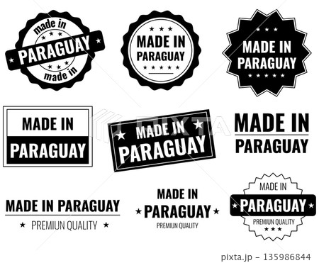 Made in Paraguay labels icons set and product emblems for local goods Made in Paraguay labels icons set and product emblems for local goods 135986844