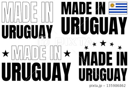 Icons set with bold font showcasing Made in Uruguay in different styles and designs Icons set with bold font showcasing Made in Uruguay in different styles and designs 135986862