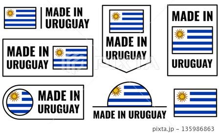 Icons representing the made in Uruguay concept with national symbols and flags 135986863