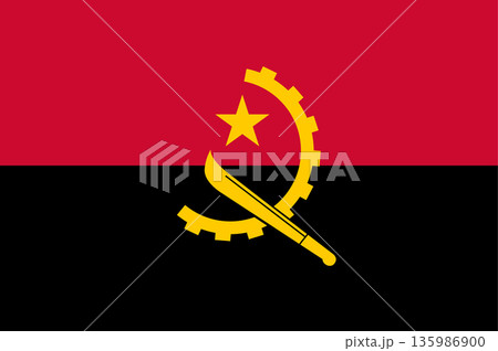 Flag of Angola displayed with design elements representing national identity and history Flag of Angola displayed with design elements representing national identity and history 135986900