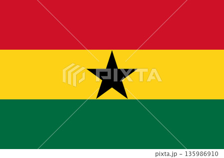 Ghana flag waves under a clear sky, symbolizing national pride and unity Ghana flag waves under a clear sky, symbolizing national pride and unity 135986910