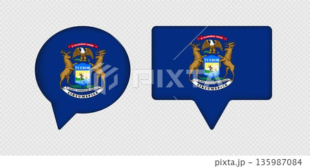 Flag of Michigan State in Speech Bubble. Flag of Michigan State in Speech Bubble. 135987084