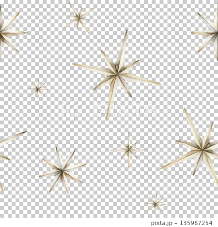 Cute white silver stars seamless pattern on white background. Watercolor hand drawn isolated illustration for nursery textile kids fabric Muslim holiday Ramadan design print wrapping paper Eid Mubarak 135987254