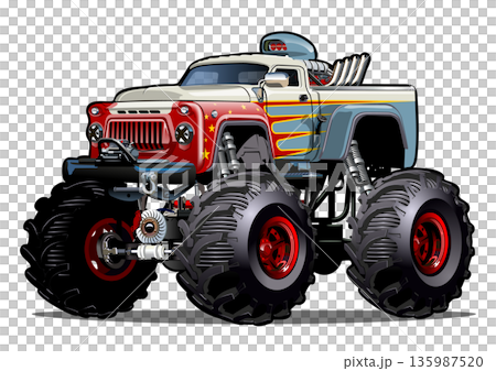 Cartoon Monster Truck 135987520