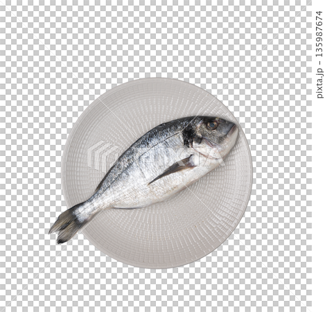 a sea bream on a plate 135987674