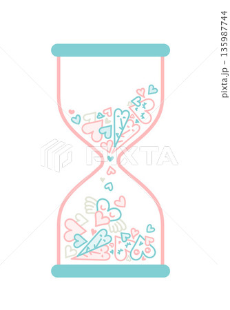ハートで出来たカラーの砂時計 135987744