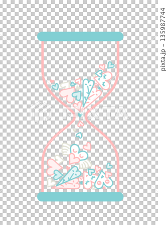 ハートで出来たカラーの砂時計 135987744