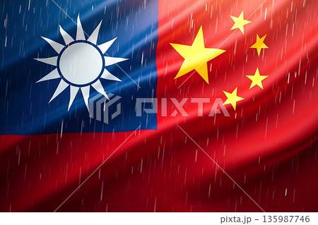 台湾と中国の国旗を雨が滴る ai 台湾と中国の国旗を雨が滴る ai 135987746