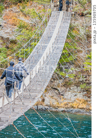 川根本町にある寸又峡の夢のつり橋の風景(静岡県) 135989705