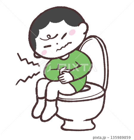 腹痛で便座に座る男の子のイラスト 135989859