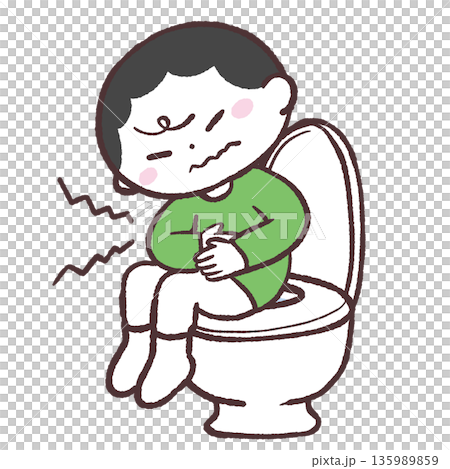 腹痛で便座に座る男の子のイラスト 135989859