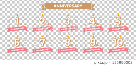 Cute candle and number anniversary set (1st to 10th) 135990002