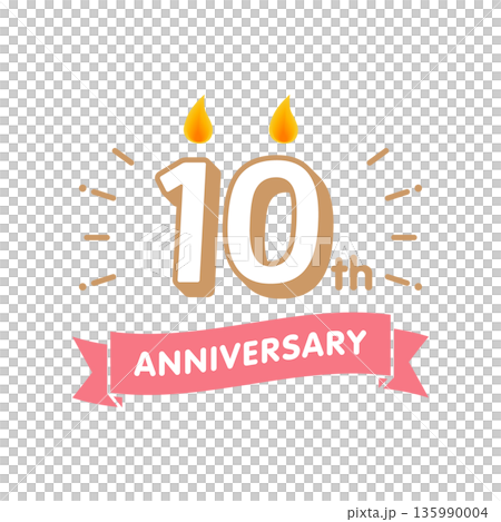 可愛的蠟燭和數字週年紀念10週年 135990004