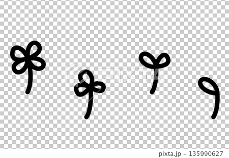 Hand-drawn illustration material of cute clovers and leaves 135990627