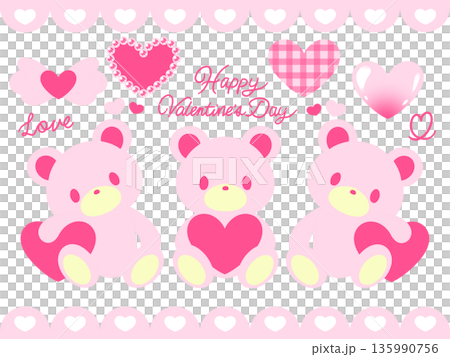 バレンタインクマ　ピンク 135990756