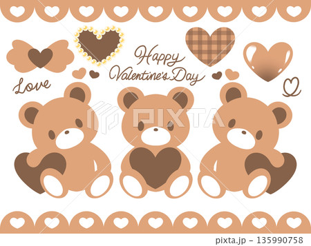 バレンタインクマ　ブラウン 135990758