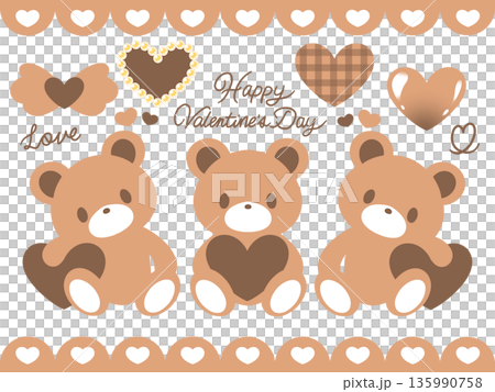 バレンタインクマ　ブラウン 135990758