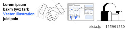 Business strategy, partnership, data analysis, security, finance, and communication. Handshake, data charts and padlock visuals. Business strategy and partnership concepts showcased clearly Business strategy, partnership, data analysis, security, finance, and communication. Handshake, data charts and padlock visuals. Business strategy and partnership concepts showcased clearly 135991280