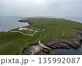 Aerial view of St. John's Point Lighthosue, County Donegal, Ireland 135992087