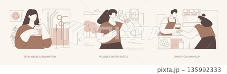 Zero-waste consumption isolated cartoon vector illustrations se Zero-waste consumption isolated cartoon vector illustrations se 135992333