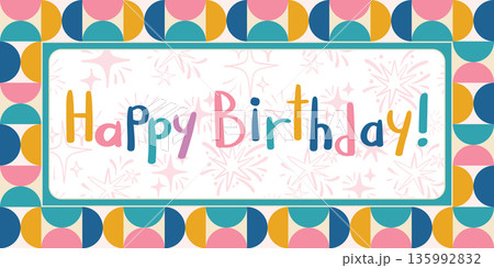 A vibrant, abstract Happy Birthday greeting card design 135992832