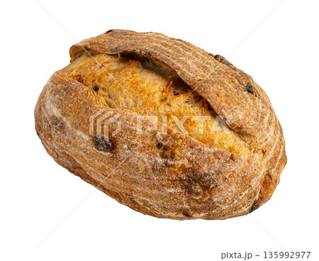 Sourdough baguette bread isolated on white background with clipping path. Sourdough baguette bread isolated on white background with clipping path. 135992977
