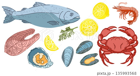 seafood set with seafood 135993568
