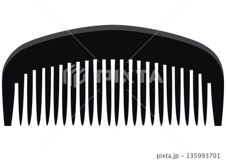 黒色の木製くしのシンプルイラスト|ミニマルなヘアケア用品素材 黒色の木製くしのシンプルイラスト|ミニマルなヘアケア用品素材 135993701