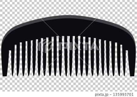黒色の木製くしのシンプルイラスト|ミニマルなヘアケア用品素材 黒色の木製くしのシンプルイラスト|ミニマルなヘアケア用品素材 135993701