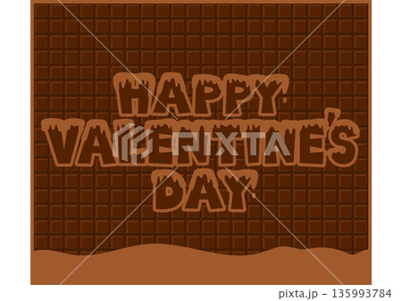 とろけるチョコがかかった文字のバレンタインデーバナー 135993784
