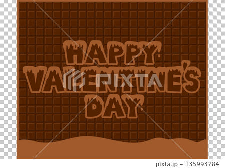 とろけるチョコがかかった文字のバレンタインデーバナー 135993784