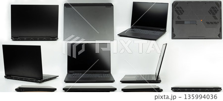Black laptop different views isolated 135994036