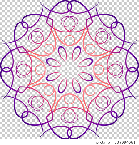 Mandala of deep purple shades of curved lines Mandala of deep purple shades of curved lines 135994061