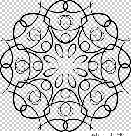 Black round geometry ornament mandala of swirls Black round geometry ornament mandala of swirls 135994062
