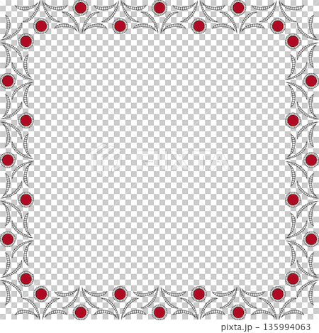 Red white square frame of floral elements Red white square frame of floral elements 135994063