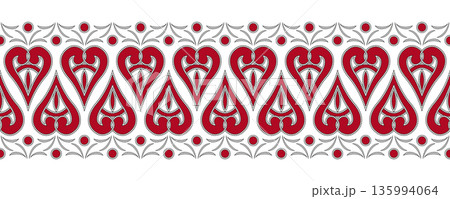 Red hearts Vintage embroidery Holiday ornament 135994064
