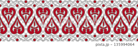 Red hearts Vintage embroidery Holiday ornament 135994064