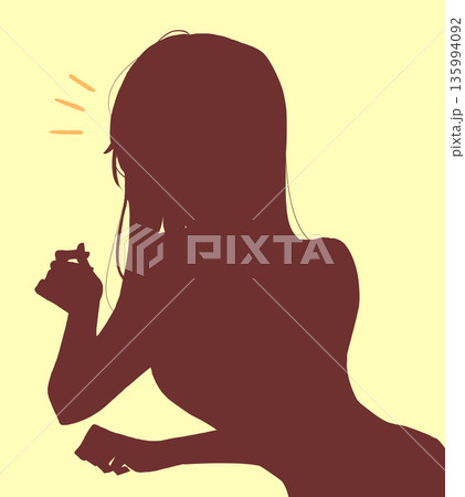 明るく話す女性 手振り シルエット 明るく話す女性 手振り シルエット 135994092