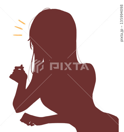笑顔で話す女性　手振り　シルエット 135994098