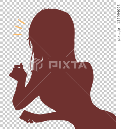 笑顔で話す女性　手振り　シルエット 135994098