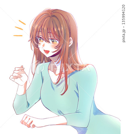 笑顔で話す女性　手振り 135994120