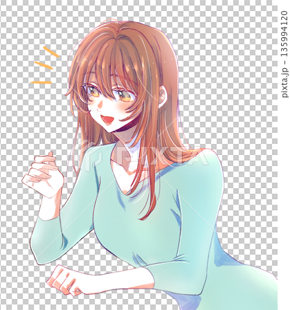 笑顔で話す女性　手振り 135994120